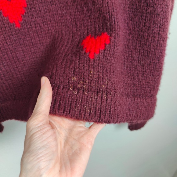 The Great The Heart Lodge Cardigan Sweater Womens 1 Small Burgundy Knit Burgundy - Picture 9 of 13